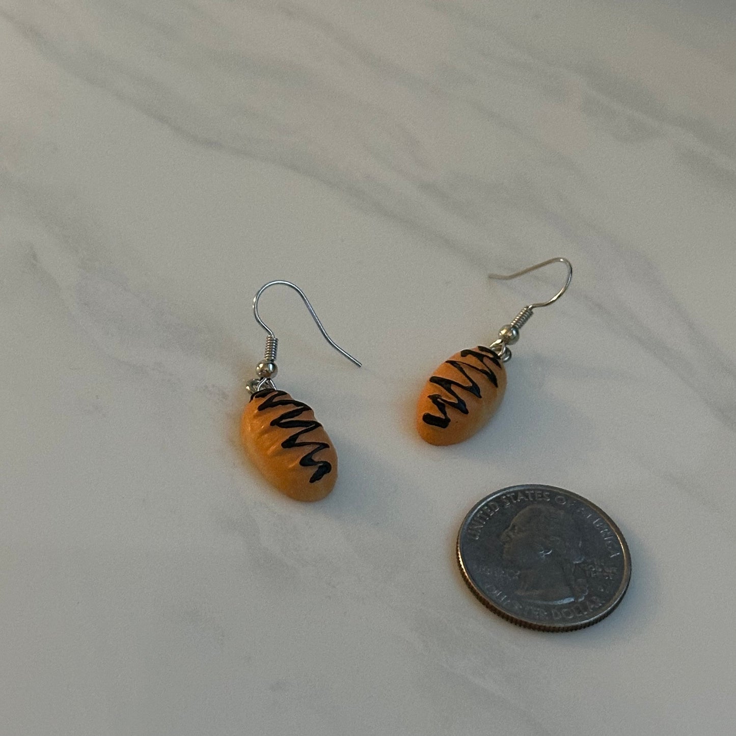 Chocolate Drizzled Bread Earrings